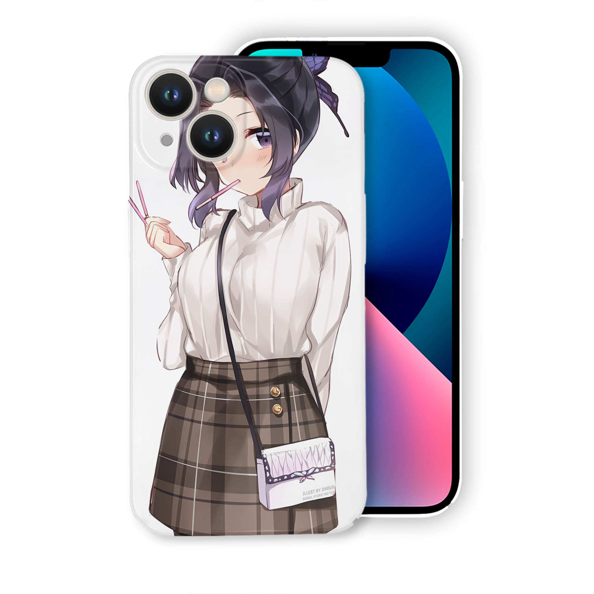 （画像用） 鬼滅の刃（きめつのやいば）蟲柱-胡蝶 しのぶ／こちょう しのぶ Kochou Shinobu 【iPhone 14シリーズ対応】ハードケース